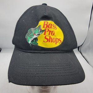 Bass Pro Shops Black Trucker Hat Adult Snapback Cap Fishing Hunting Outdoors